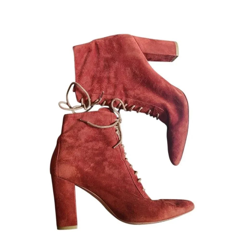 Jojo's Boots Women's 9 Burnt Orange Ayodmide High Heel Lace Up Leather Witchy